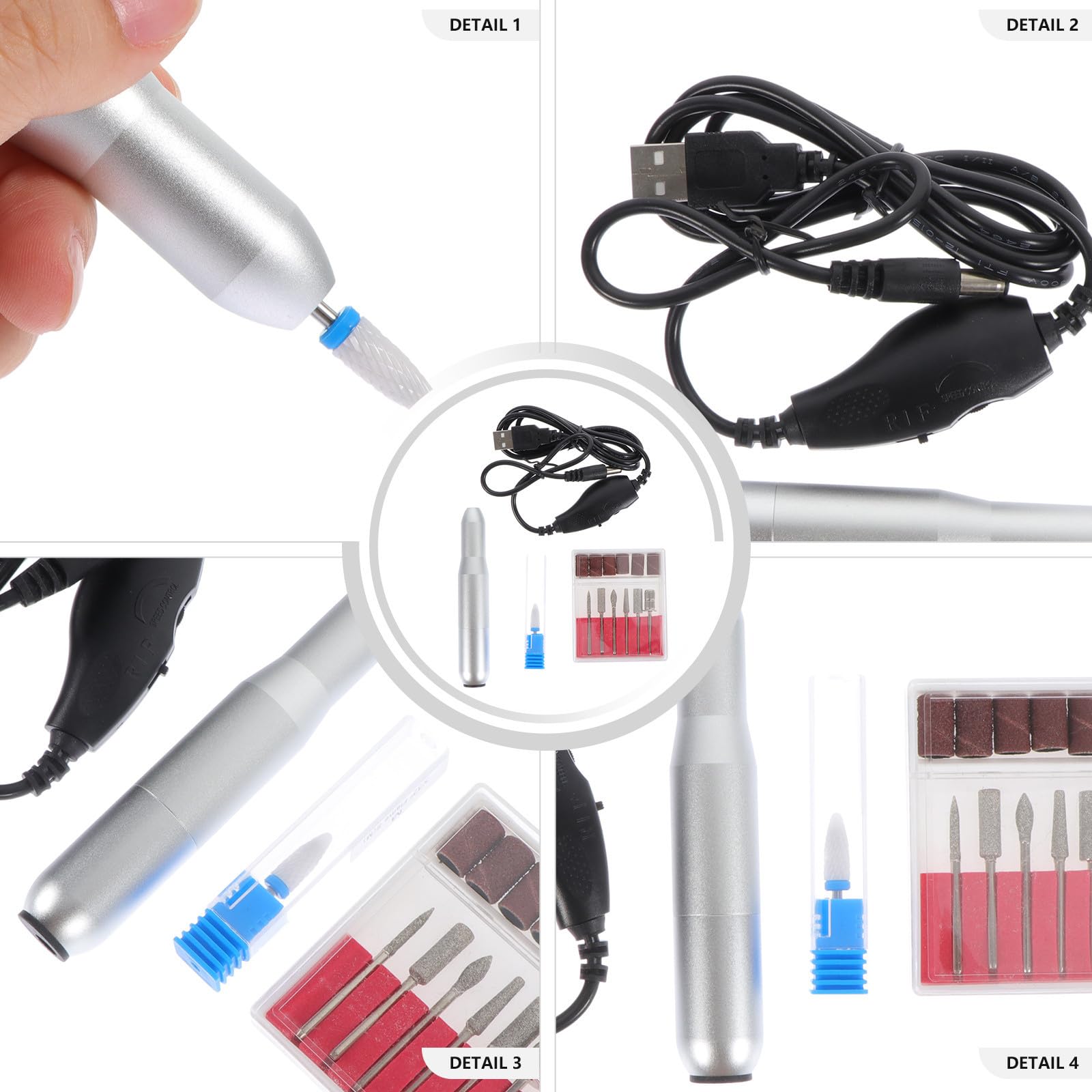 Macchina Unghie Professionale in Lega di Alluminio Argento, Leggera e Stabile, per Uso Domestico con Accessori Inclusi per Manicure e Pedicure