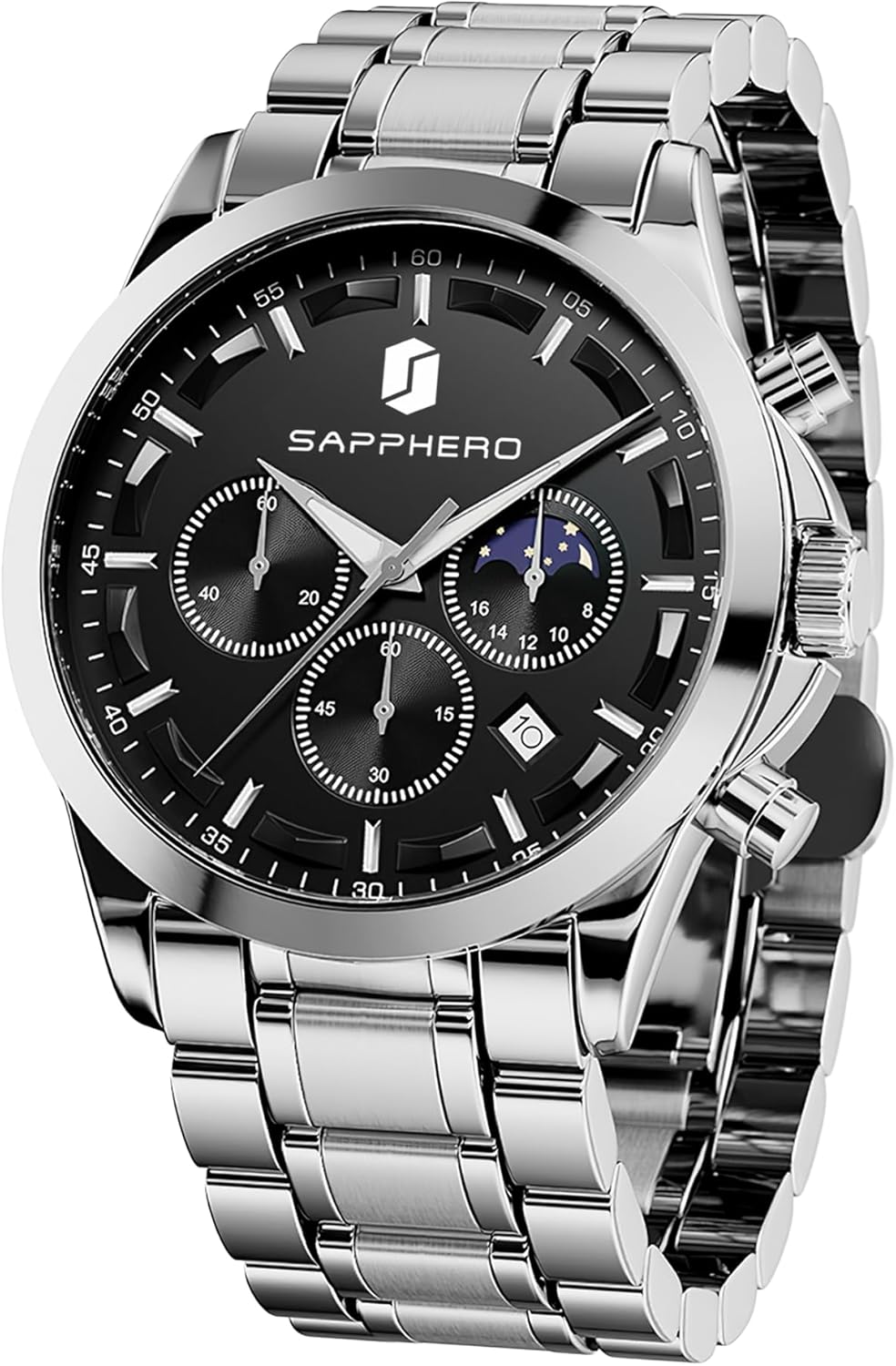 SAPPHERO Men’s Watches Stainless Steel Chronograph