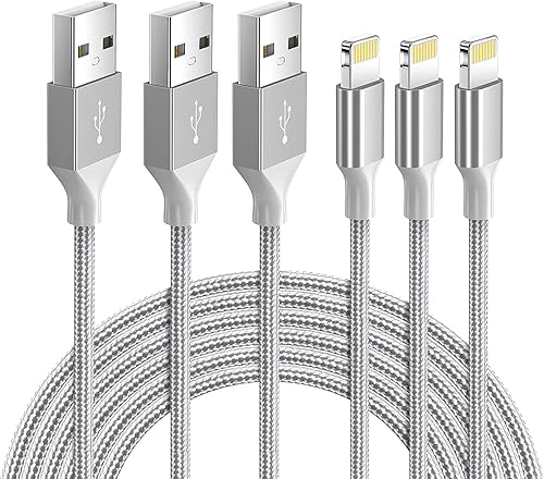 Cable Lightning con certificación MFi, cargador para iPhone, paquete de 3 cables de carga Lightning a USB A de 3 pies compatible con iPhone 14, 13,