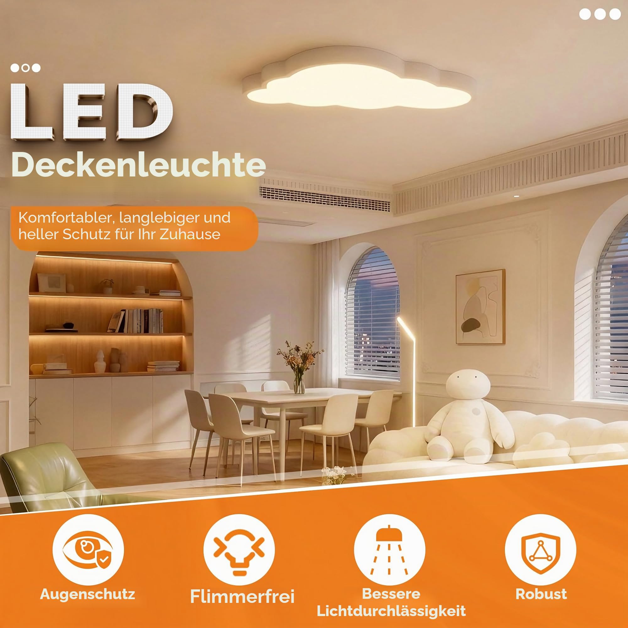 UISEBRT 48W LED Deckenleuchte Wolken Deckenlampe Dimmbar mit Fernbedienung Lampe Kinderzimmer Wolke Kinderzimmerlampe Moderne für Kindergarten Schlafzimmer
