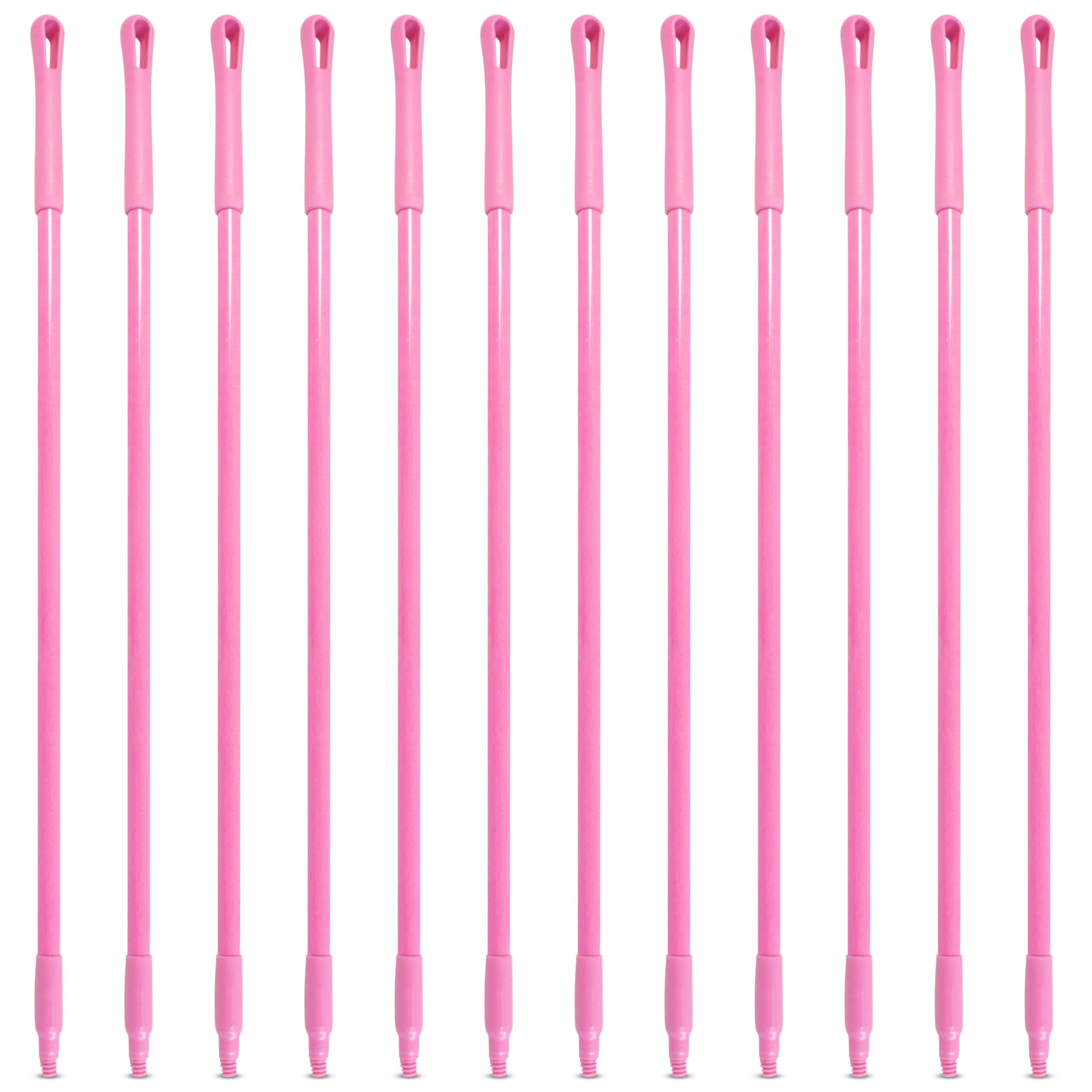 SPARTA 41225EC26 Fiberglass Broom Handle, Mop Handle, Replacement Handle With Acme Threaded Tip For Commercial Cleaning, 48 Inches, Pink, (Pack of 12)