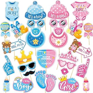 30 Pieces Gender Reveal Photo Props, Baby Shower Photo Booth Props Kit, ...