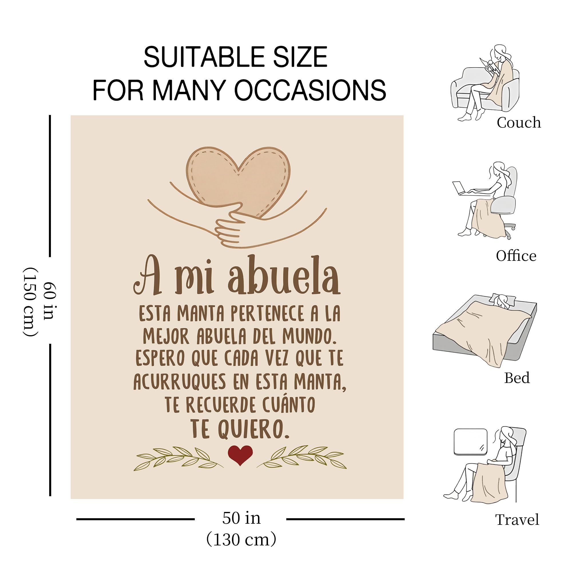 Amorea A mi Abuela Espero Que Cada Vez Que te acurruques en Esta Manta te recuerde cuánto te Quiero Ideas para Regalos Manta para la Abuela Cumpleaños Día de la Madre - 2