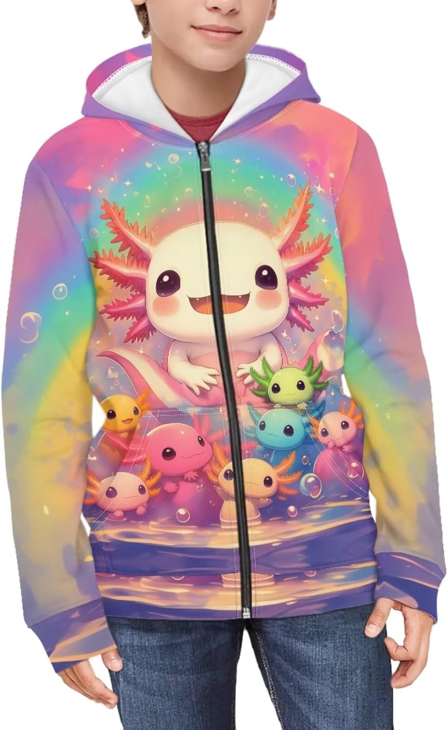 WELLFLYHOM Zip Up Kids Sweatshirts Graphic Girls 6-16 Long Sleeve Hoodies Kangaroo Pocket Athletic Kids Sweater Top