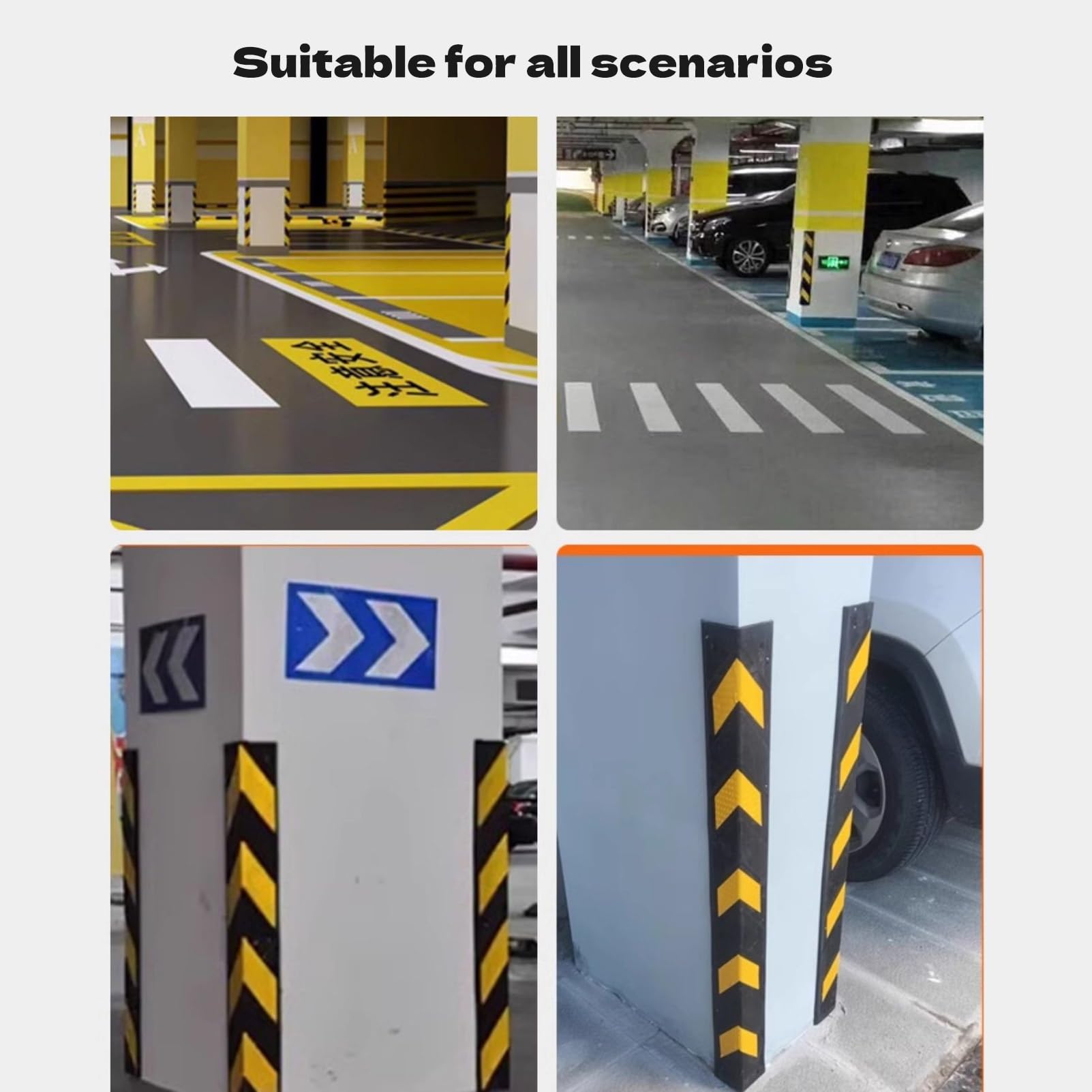 Protector de Pared para Garaje (2 Unidades), de Goma Reflectante Amarilla y Negra, para Esquinas de estacionamientos, fácil de Instalar(120x15cm(2pcs))
