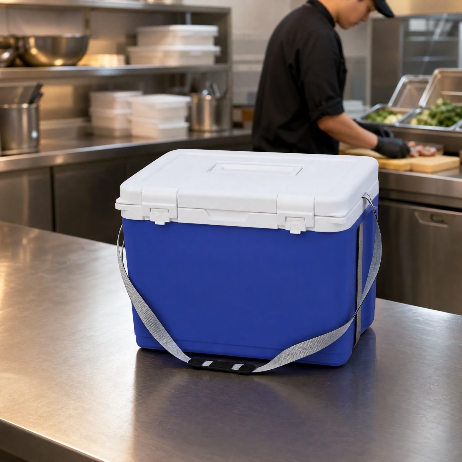 B Baosity Glacière Isotherme Cvercle Polyvalent Chaud Froid Conteneur Isotherme Livraison Grande Capacité pr Restaurateurs, Barbecue Extérieur