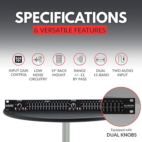 Miniatura 3 de MUSYSIC MU-EQ15B Ecualizador digital gráfico estéreo profesional dual de 15 bandas