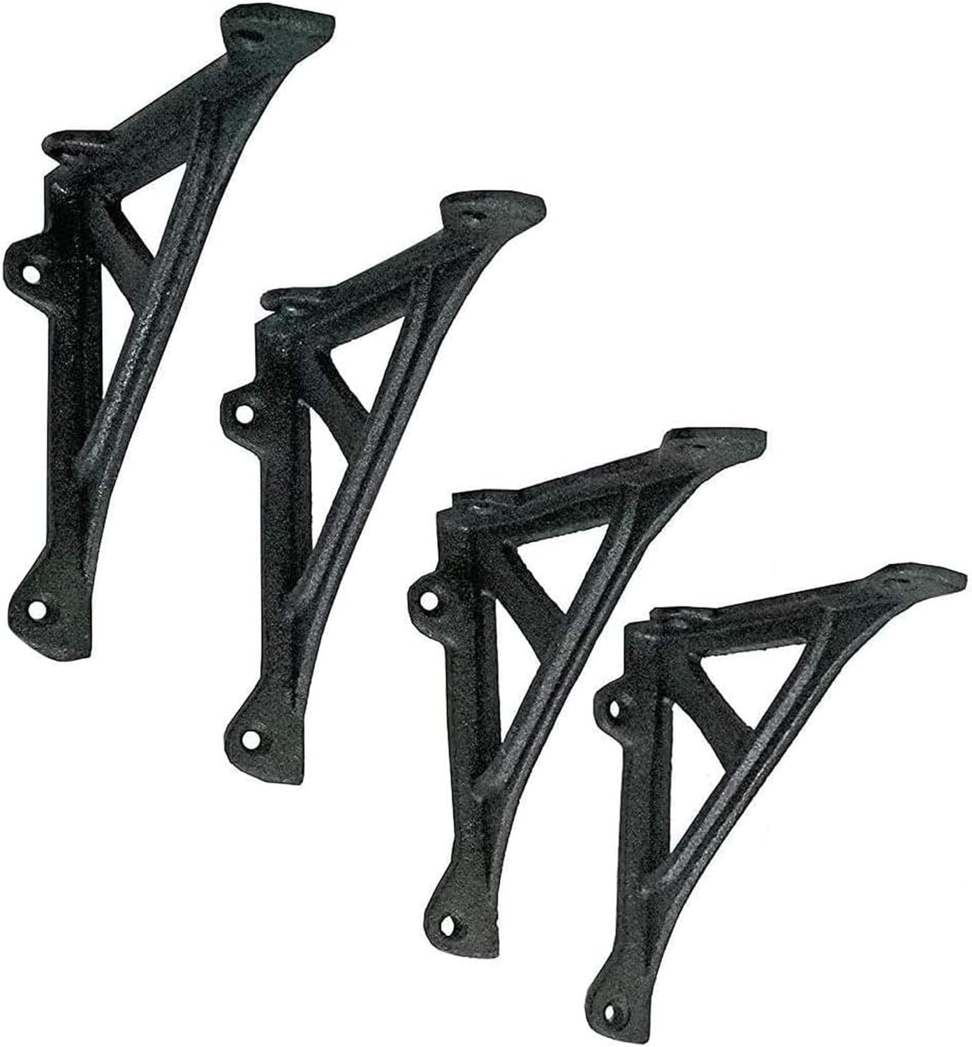NACH Decorative Shelf Brackets, 6 Pack of 4.9 x 0.78 x 4.92 inch, Black Cast Iron Angle Brackets - Metal Shelf Brackets for Wall - Industrial Shelf Bracket