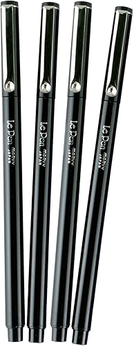 Miniatura 2 de Juego de 4 plumas para dibujar Le Pen, tamaño de trazo 0,3, negros, Uchida of America 4300-4B