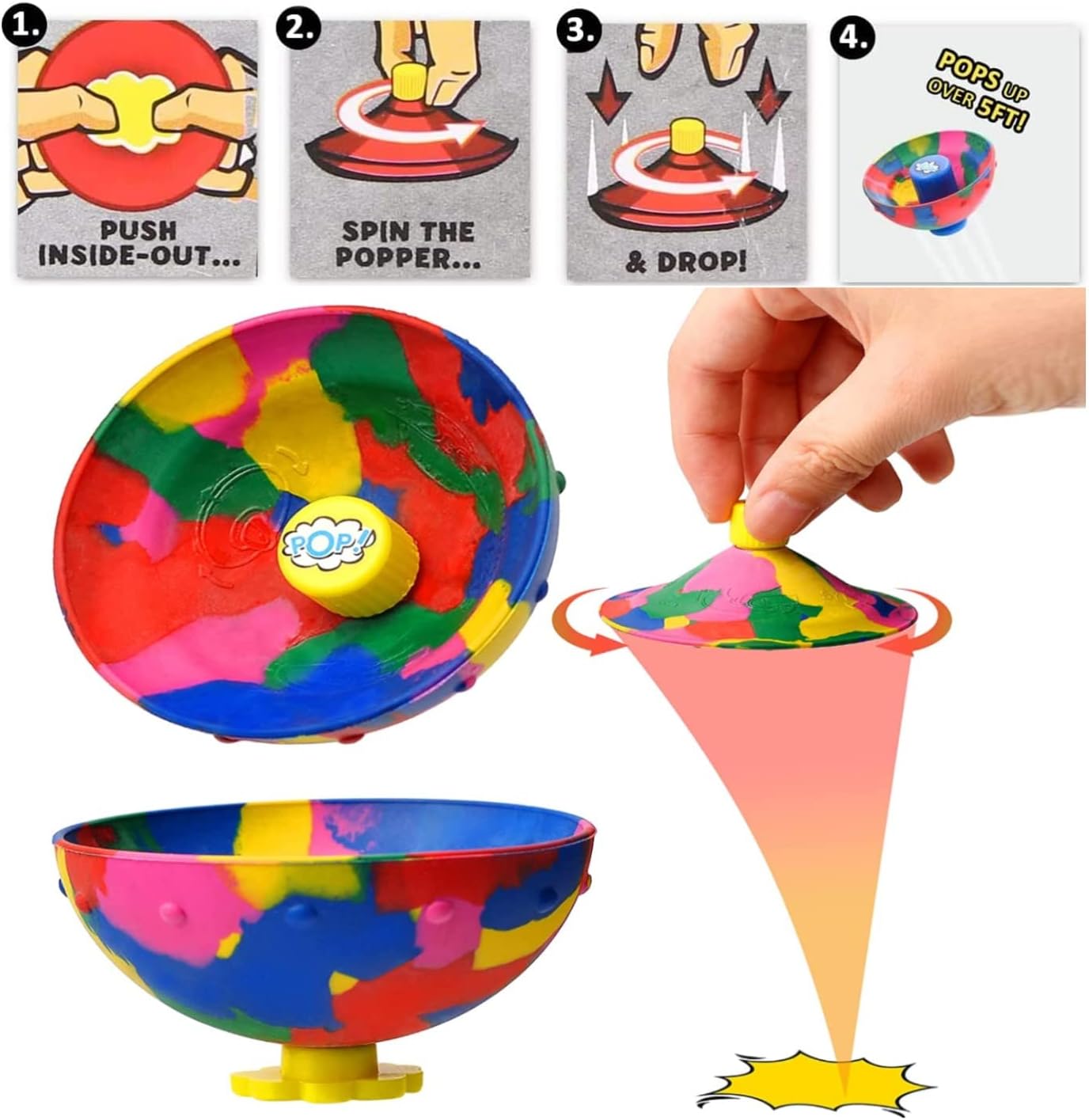 mciskin Bouncing Bowl Fidget Toys,Creative Camouflage Bounce Bowl Toy