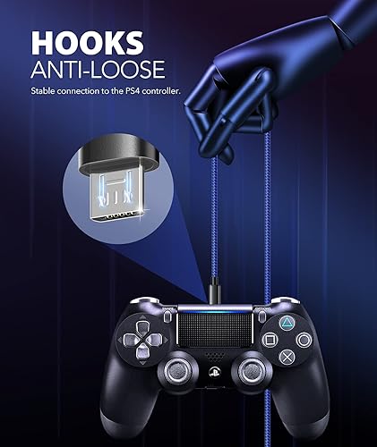 Miniatura 4 de 6amLifestyle Cable de carga PS4, cable micro USB de 10 pies, cable trenzado de nailon, para PS4 SlimPro, controlador Xbox One SX, kit de accesorios