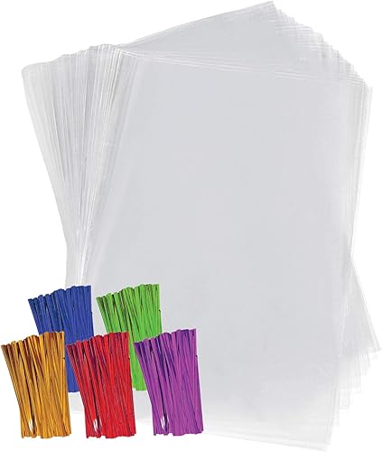 Miniatura 4 de Bolsas de celofán de plástico transparente con lazos de torsión de 4 pulgadas coloreados para regalo o uso en fiestas