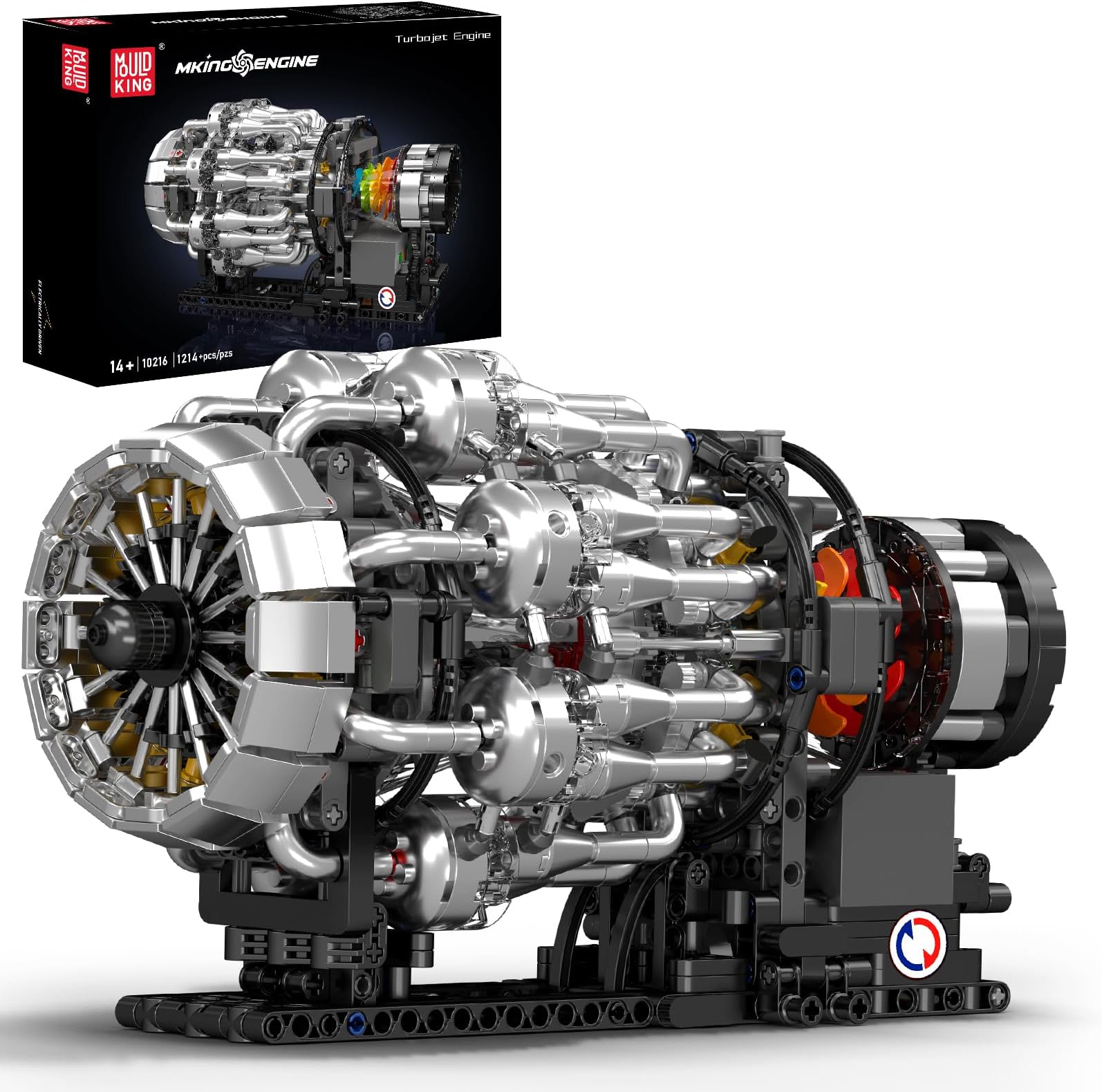 Mould King City Aircraft Engine Building Kit, Turbojet Engine Model That Runs with Motor, Mechanical Science Education STEM Toy for Adults (1214 PCS)