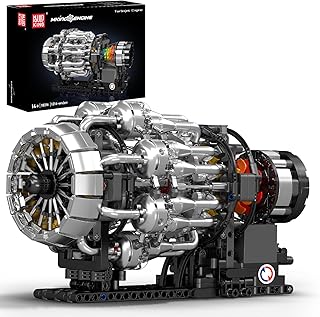 Mould King City Aircraft Engine Building Kit, Turbojet Engine Model That Runs with Motor, Mechanical Science Education STEM Toy for Adults (1214 PCS)