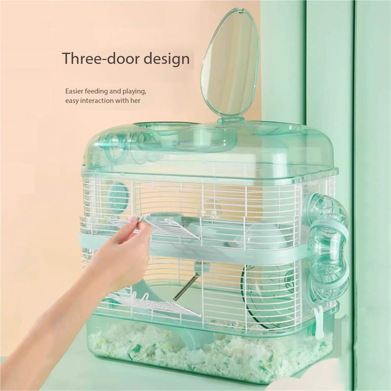 Jaulas para Animales Villa Verde con Jaula for hámster de Doble Capa tubería for Gran Espacio