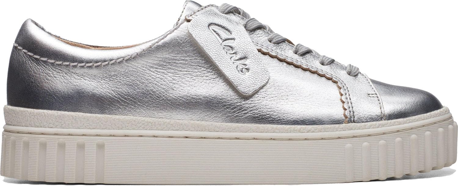 Clarks - Womens Mayhill Walk Shoes, Color Silver Met, Size: 7.5 M US