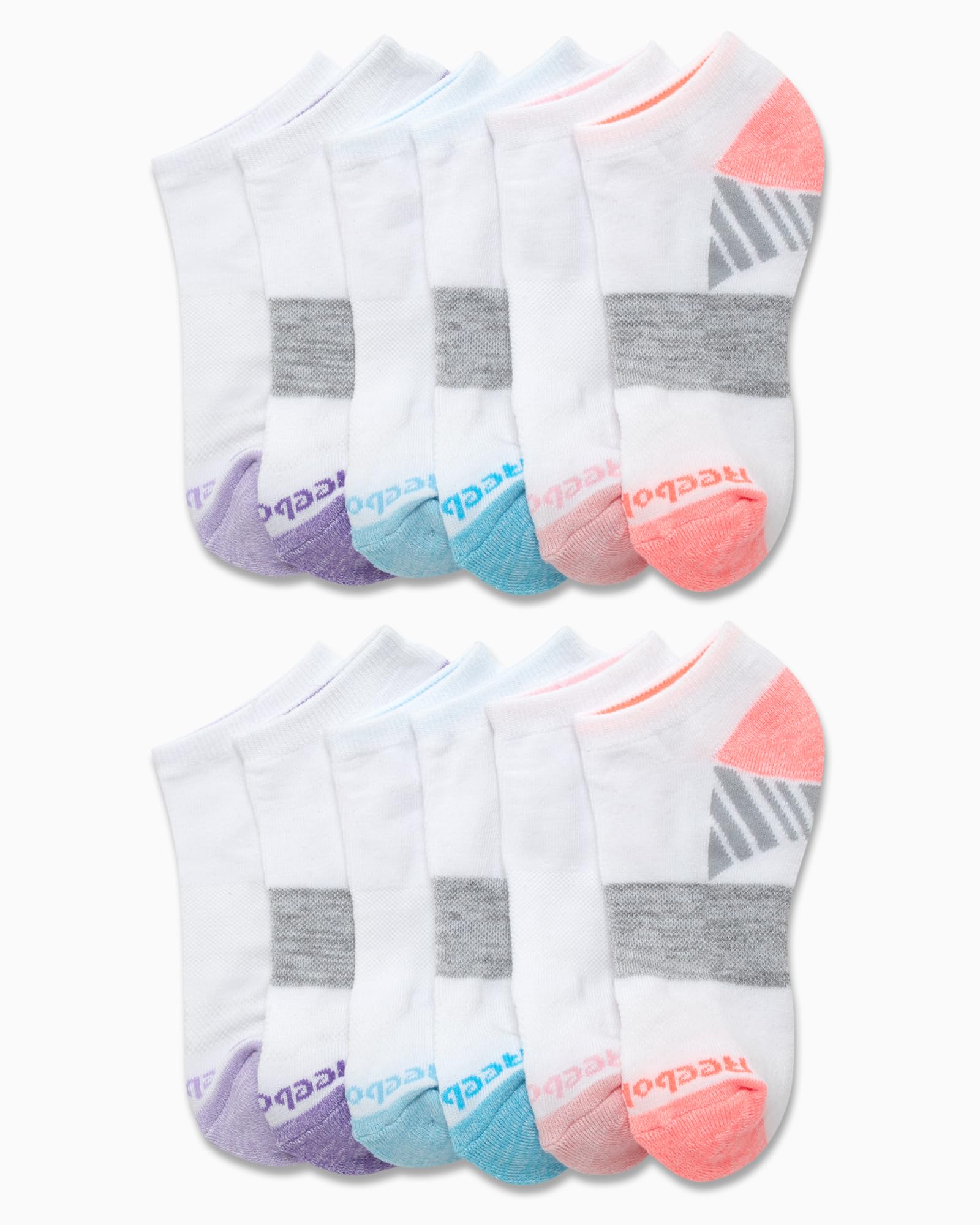 Reebok Calcetines acolchados de corte bajo para mujer sin mostrar (12 unidades)