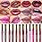 evpct 1Pcs Pink Glitter Metallic Shimmer Diamond Lipstick Lip Gloss for Women Long Lasting Waterproof, Light Bright Rose Pink Sparkle Glitter Matte Liquid Lipstick Lip Makeup Kit, 09