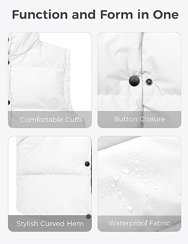 Miniatura 5 de wantdo Chalecos acolchados para mujer, chaleco grueso de invierno, ropa de abrigo, chaleco acolchado cálido