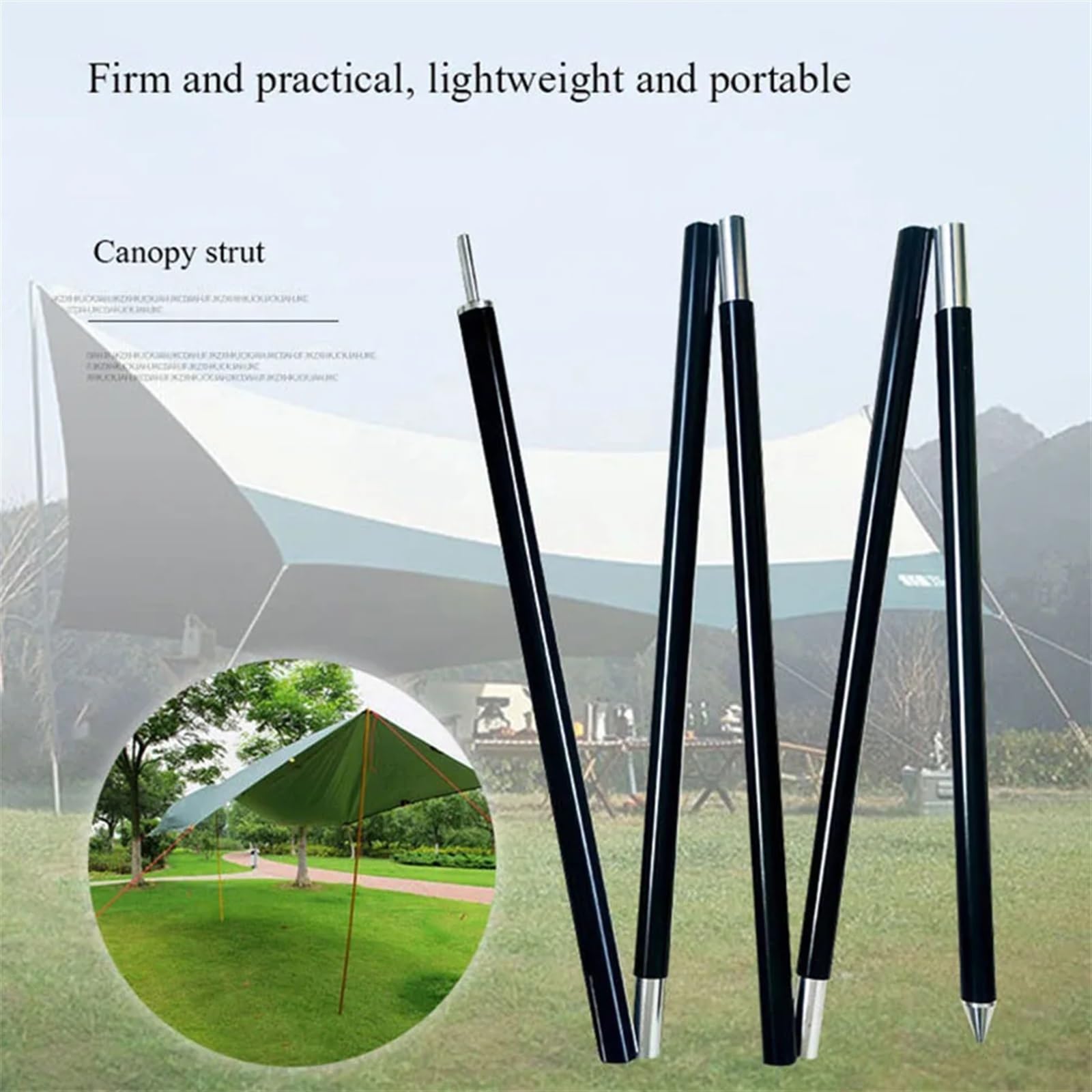 Zelt-Ersatzstange Zeltstange aus Aluminiumlegierung, 2 m, 2,4 m, Planenstangen for Outdoor-Wanderungen, ultraleichtes Camping-Markisenstützstangen-Zubehörset Für Camping, Wandern Rucksackreisen(Silver
