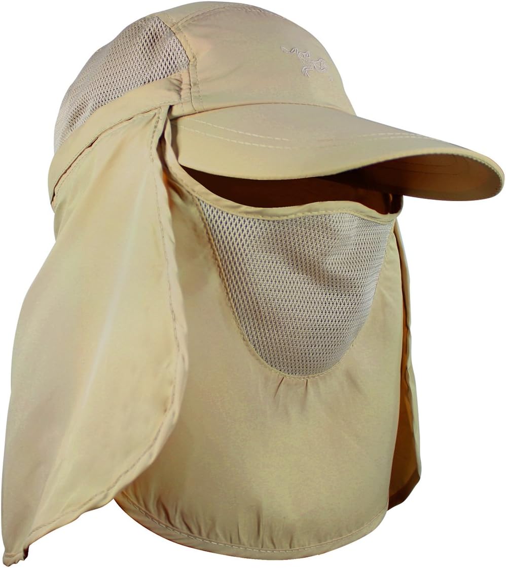 Outdoor Nylon Removable Skirt Sun Runner Cap Tan