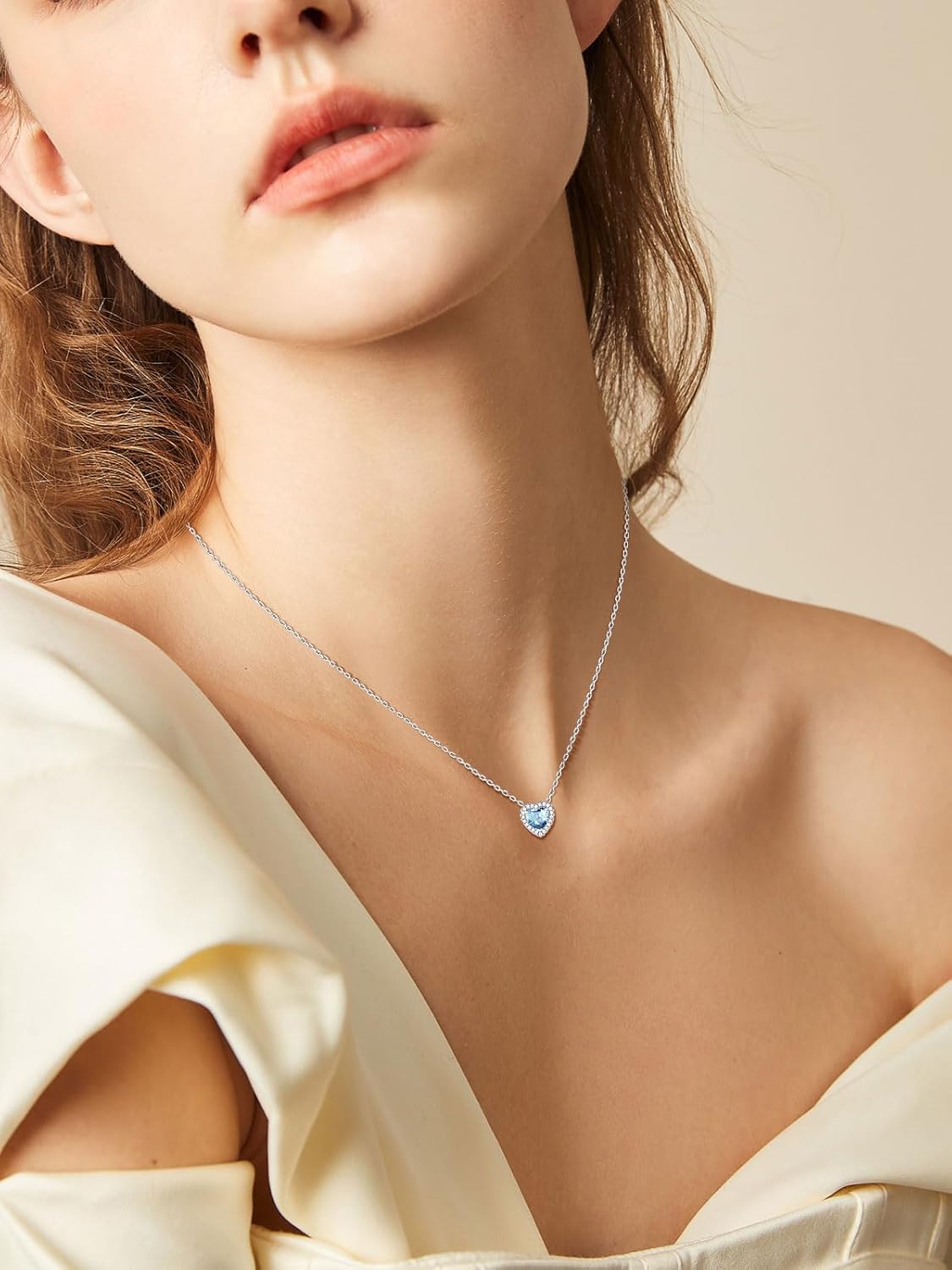 FindChic Dainty Heart Birthstone Necklace for Women Mom Girls Platinum Plated CZ Pendant Sparkly Birthday Anniversary Valentine's Gifts for Her Mom, with Gift Box - Image 7