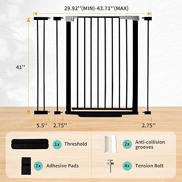 SHYUJAJIE 41 Inch Tall Baby Gate Auto Close Dog Gate