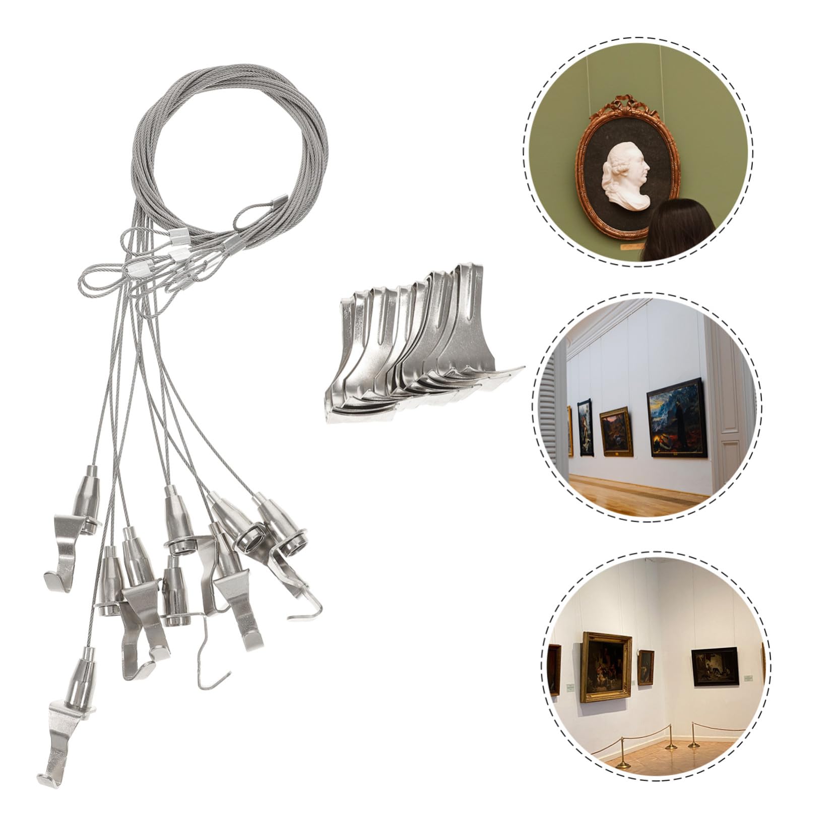 10 pezzi Ganci in Acciaio Inossidabile Regolabili per Appendere Immagini e Specchi Kit Completo con Ganci Resistenti per Immagini Pesanti Esposizioni e Decorazioni Murali