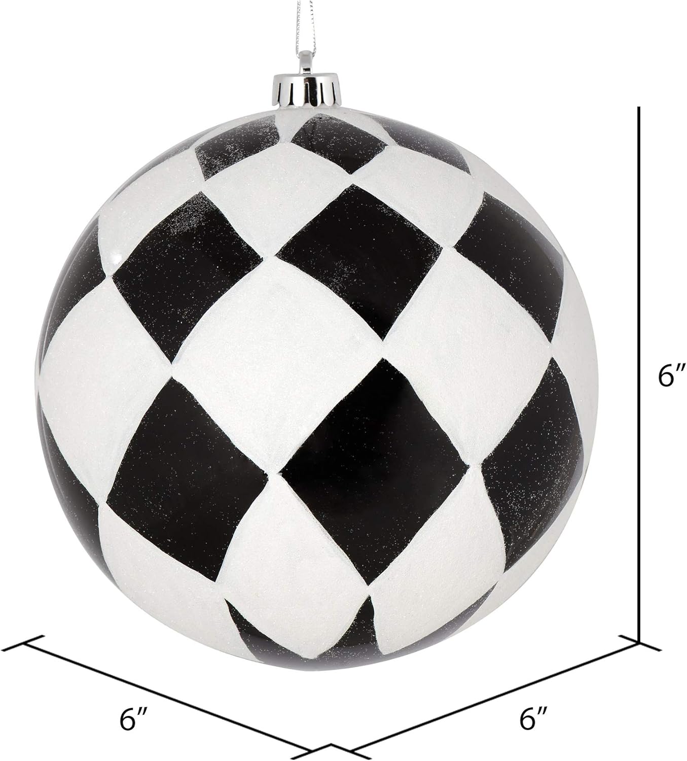 Vickerman 6" Red Ball with White Diamond Glitter Christmas Ornament, Set of 3