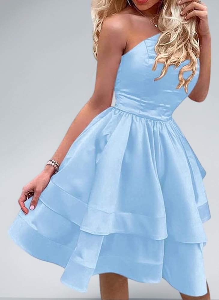 KURFACE Women's One Shoulder Short Homecoming Dress for Junior Mini  Cocktail Prom Dresses, Blue, 32 : Amazon.de: Fashion