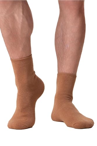 Madore 100% Merino Wool Brown Socks for Men - Australia Mens Womens Tan Ski Warm Cold Outdoor Hiking Outfit - Medium-12 - Brown
