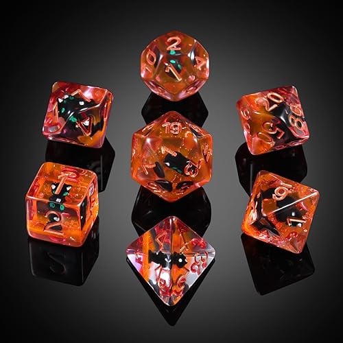 Miniatura 5 de DNDND - Juego de dados para juegos de gato negro, 7 dados DND de resina con bolsa de terciopelo para juegos de rol de Calabozos y Dragones y juegos