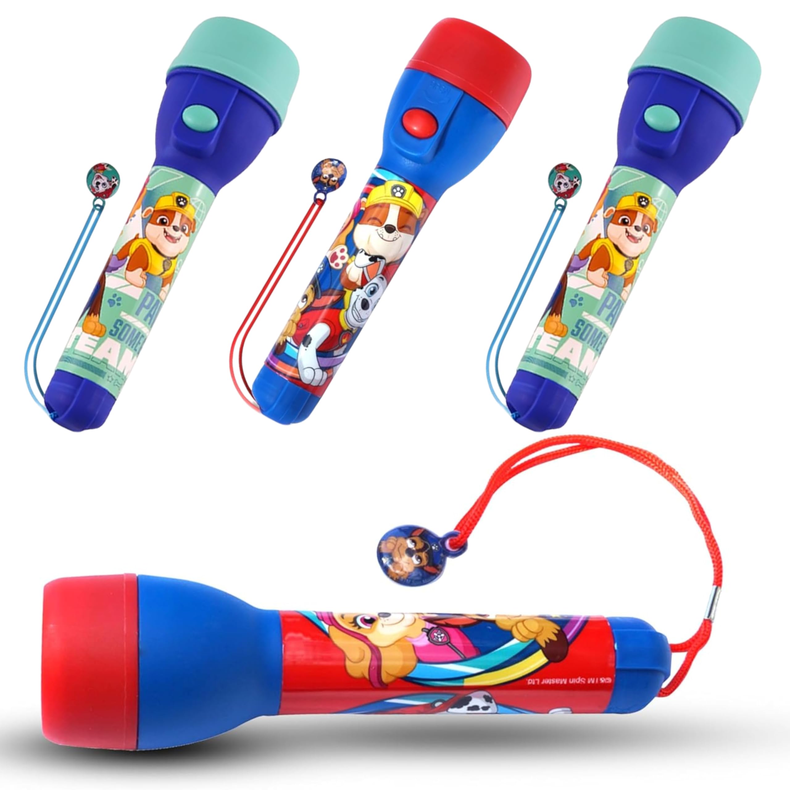 Srv Hub 4X Paw Patrol Torch 4Pcs Paw Patrol Led Big Torch, Kids Night Light Torches Led Super Bright For Xmas, Birthday And Thanksgiving Gifts– Plastic Flashlight Toy Gift For Kids 3+ Years Size-16Cm