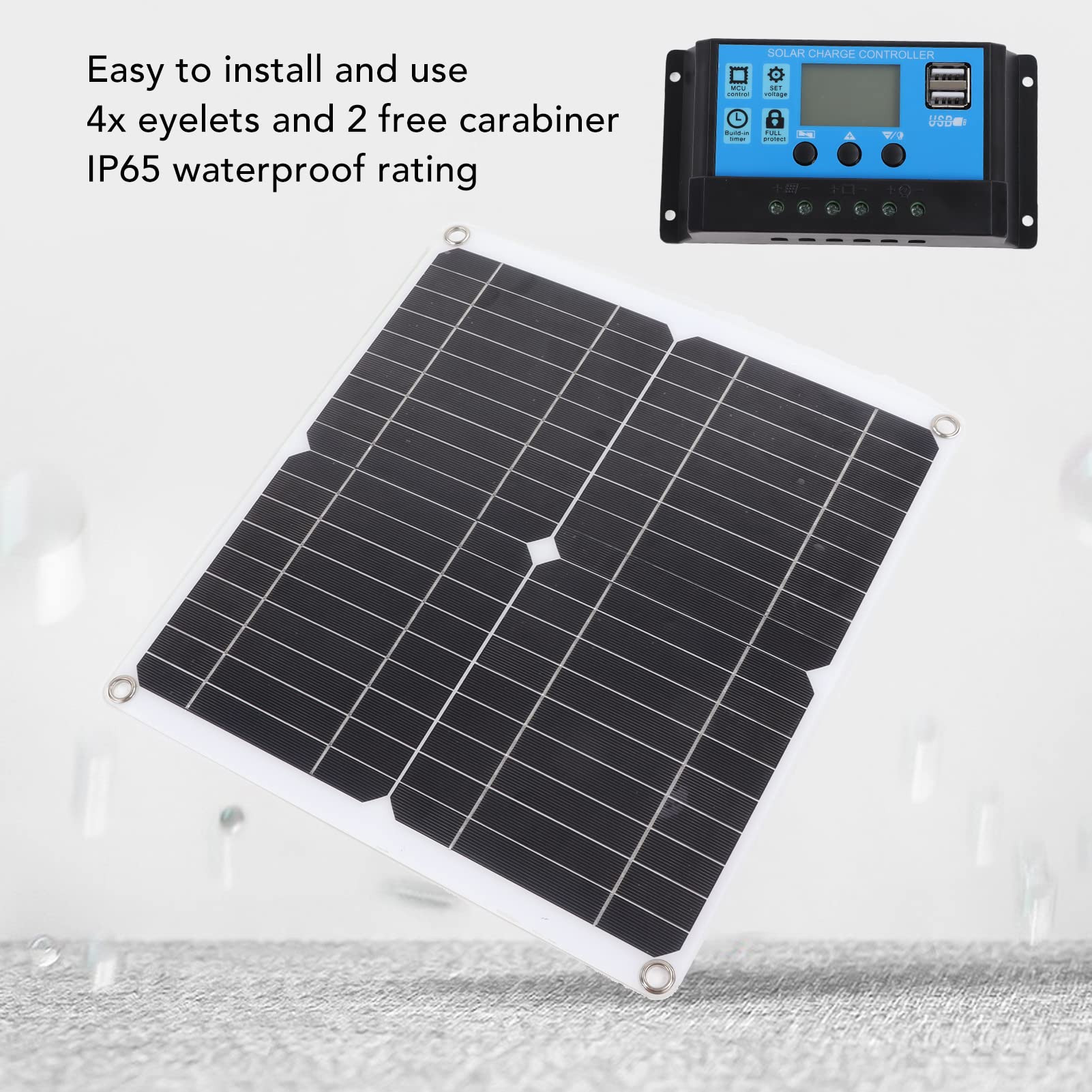 Kit Panneau Solaire 20W Portable IP65 - Monocristallin USB 5V/12V - Camping, Urgence, Charge Batterie