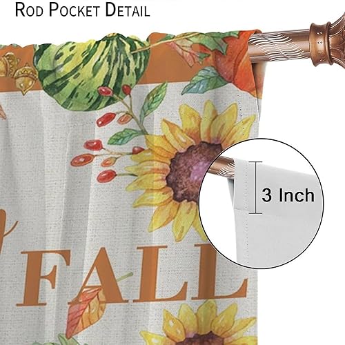 Miniatura 6 de Cortinas para el día de Acción de Gracias, otoño, calabaza, girasol, tratamiento de ventana para sala de estar, dormitorio, hogar, cosecha de arce y