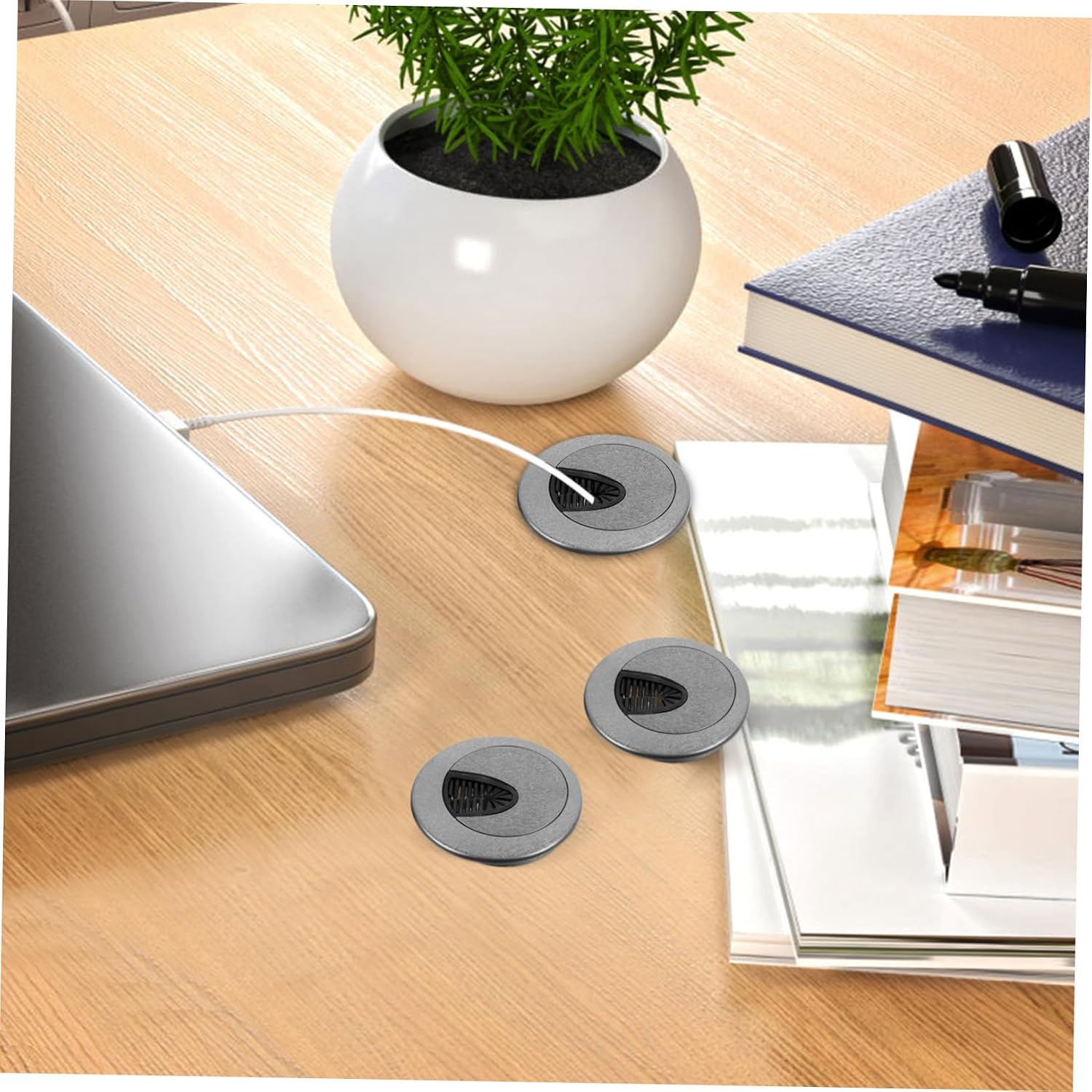 6pcs Round Desk Cable Grommet for Computer and Office Desks