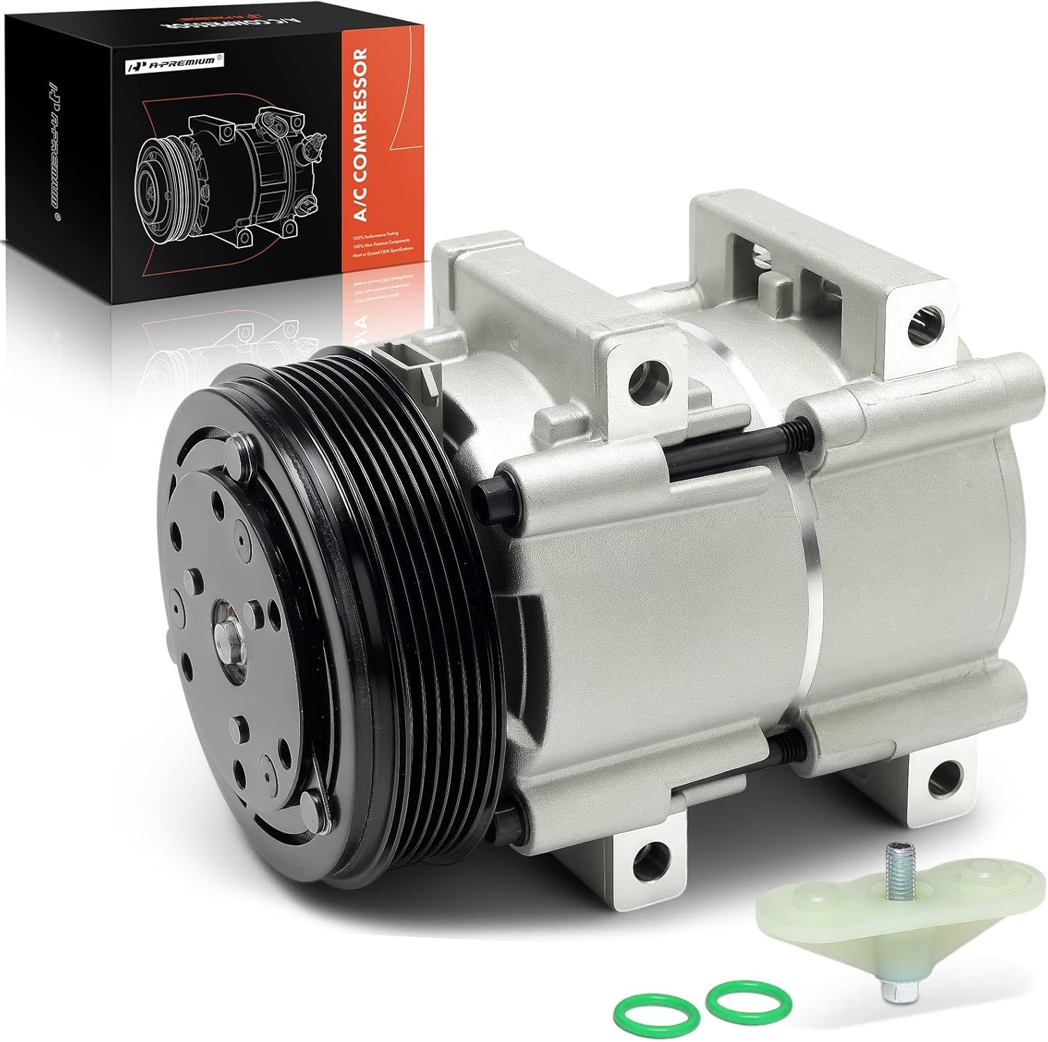 A-Premium A/C Compressor with Clutch Compatible with Ford Taurus 3.8L 1988-1991, Thunderbird 3.8L 1989-1997, Mercury Cougar 3.8L 1989-1997, Sable 3.8L 1992-1995