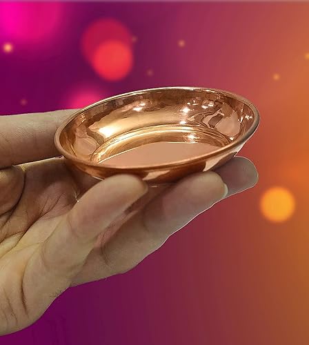 Miniatura 2 de Craftsman SATVIK - Juego de 6 piezas de cobre puro Pujan Prasad Bhog Thali Mandir templo indio rituales hindúes diwali festivo Kahnaji Bhog Puja