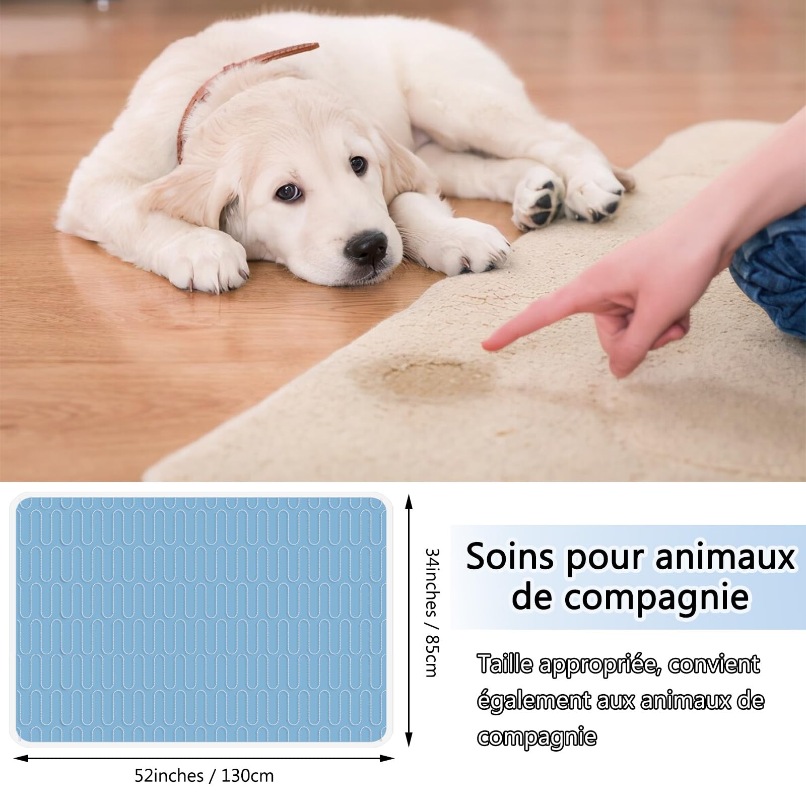 Ensemble de 3 Matelas pour Incontinence - 85 x 130 cm, Matelas Lavable et réutilisable, Tapis d'urine pour Adultes, Enfants, Personnes âgées et Animaux domestiques