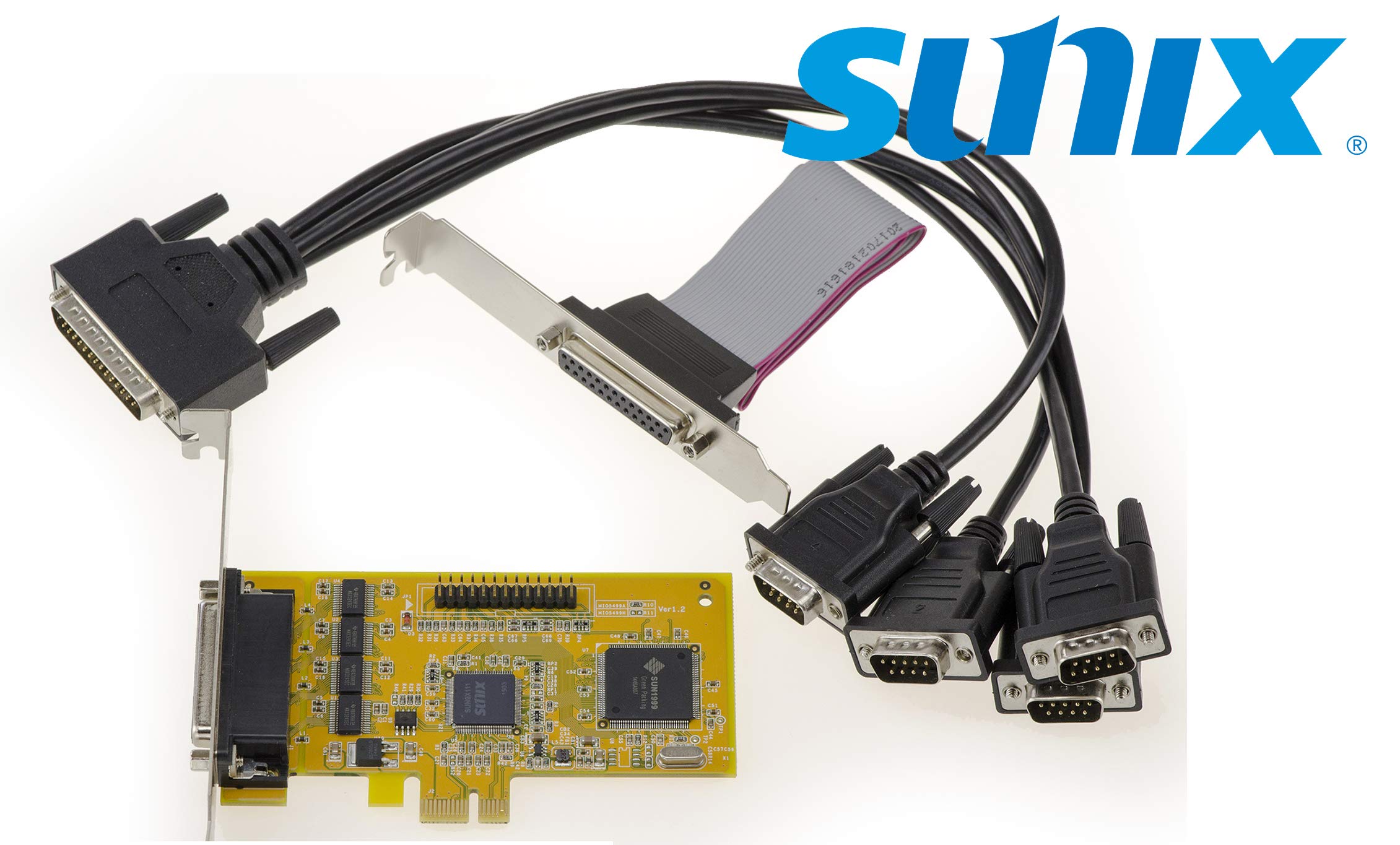 KALEA-INFORMATIQUE Scheda controller seriale RS232 e parallela PCI Express PCIe con 4 porte COM RS-232 DB9 e 1 porta LPT IEEE1284 DB25. Chipset SUN1999 (MIO5499A)