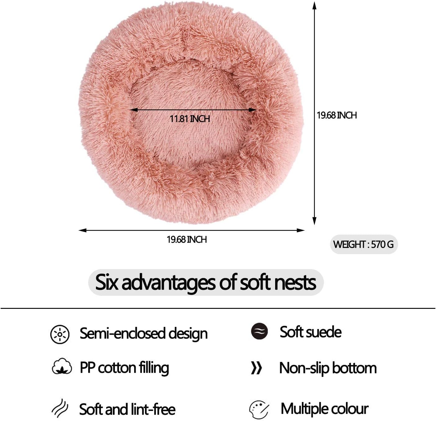 XZKING Self Warming Cat Bed for Indoor Cat, Donut Cuddler Round Dog Cat Bed, Washable Anti Anxiety Puppy Bed for Small Dogs