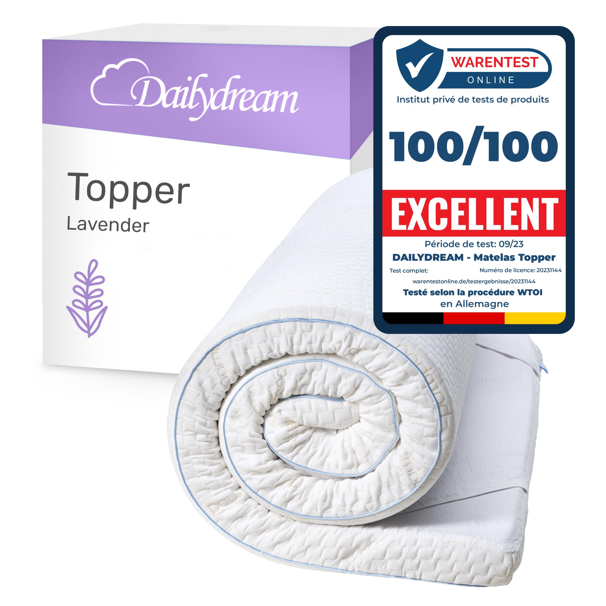Dailydream Surmatelas 90x190 cm, Mousse à mémoire de Forme, 5 cm