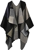 Vista 136 de Poncho chal para mujer, suéteres suaves y cálidos para mujer, parte delantera abierta, poncho de viaje para otoño, invierno y primavera