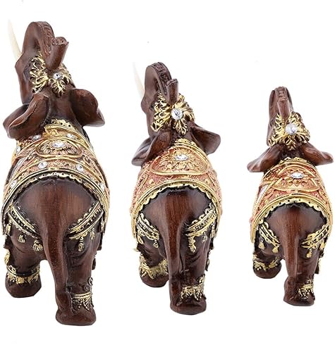 Miniatura 7 de Hilitand Lucky Wealth - Estatua de elefante, escultura de grano de madera de Feng Shui, decoración de escritorio para el hogar, regalo (S)