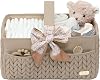 Nappy Organiser Storage Caddy, Portable Nursery Storage Basket For Newborn Essentials, Baby Shower Gifts Basket For Changing Table (Beige)