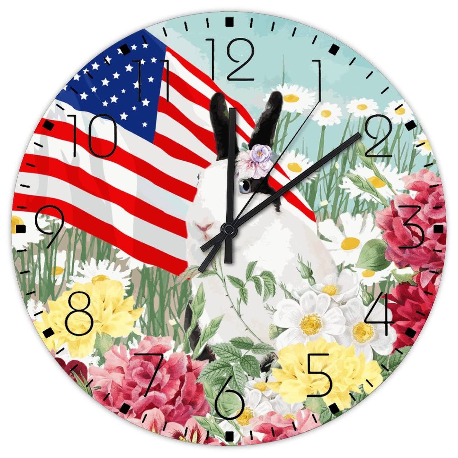 Horloge murale en bois du quatrième juillet avec design drapeau américain