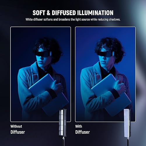 Miniatura 4 de NEEWER Difusor de tubo de luz de rejilla de luz para barra de luz LED RGB1, caja de luz de rejilla de panal con difusor, bolsa de transporte,