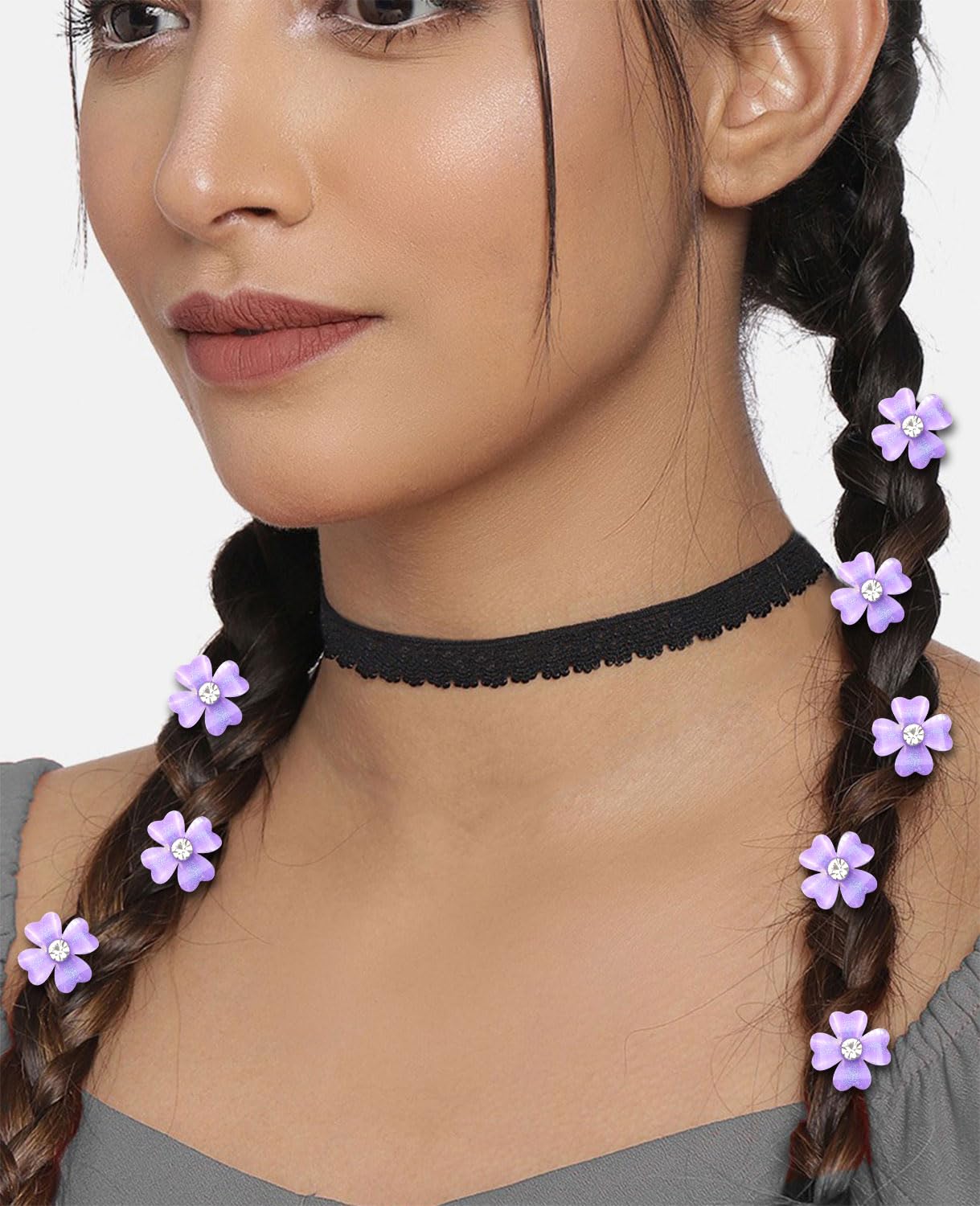 Purple Beaded Flower Hair Clip Amazon.com : PRETTYLIFE Purple Flower Hair Clips Bridal  main image 3