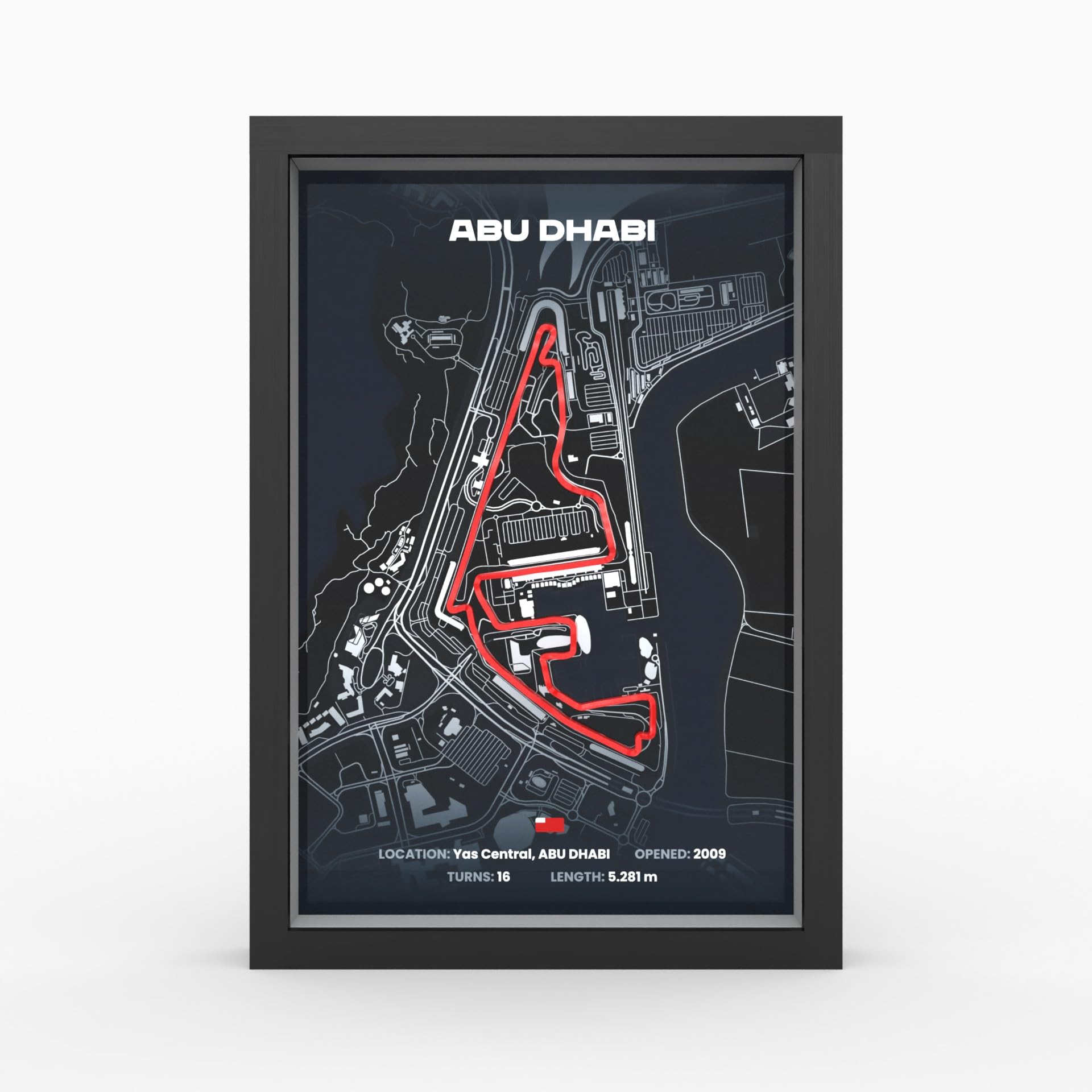 Plakat Abu Dhabi GP 3D w ramie drewnianej, tor wyścigowy, prezent dla fanów motorsportu