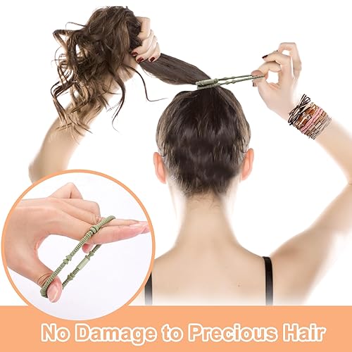 Miniatura 7 de Brazalete bohemio para mujer, 20 piezas elásticas sin daños, accesorios para el cabello para niñas (10 colores)